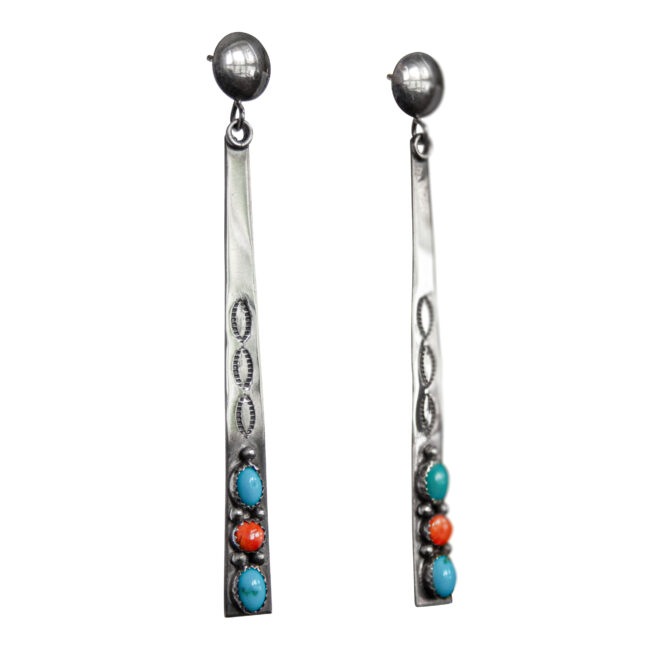 Boucles d'Oreille Navajo Longues Fines – Image 2