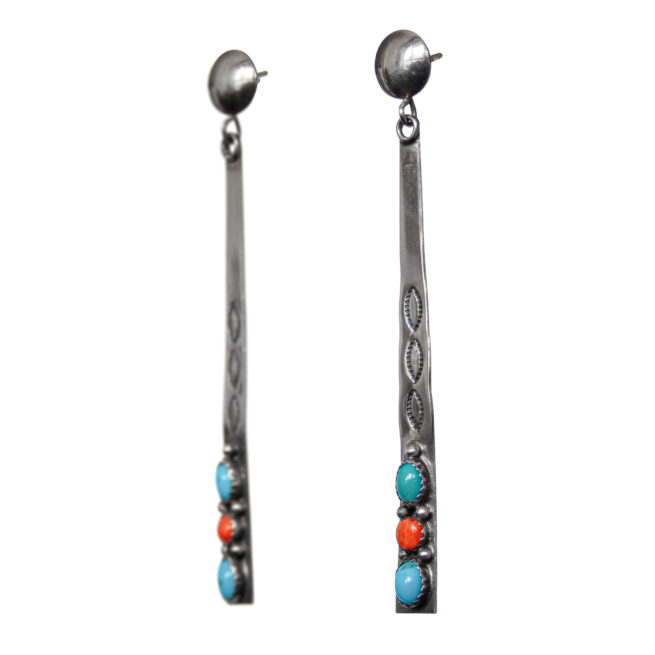 Boucles d'Oreille Navajo Longues Fines – Image 3