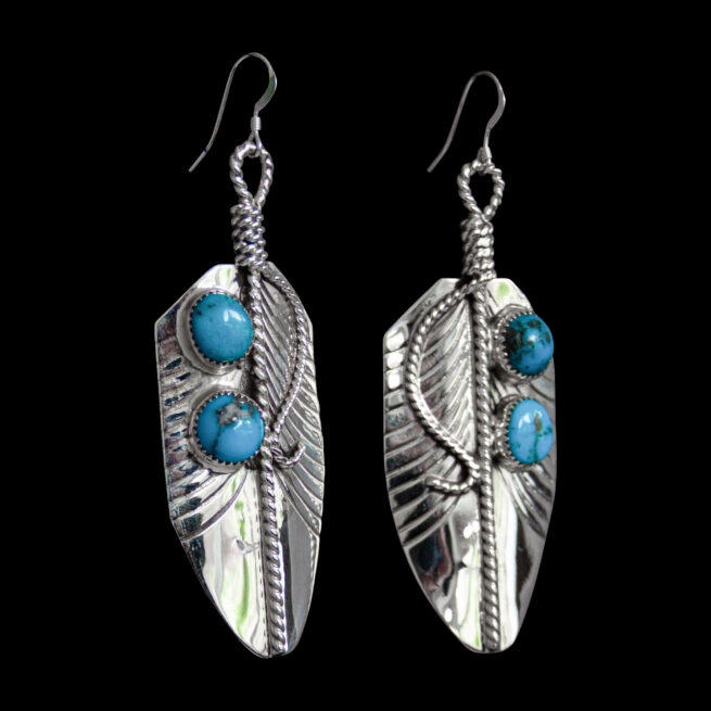 Myron Begay Feather Earrings - Image 2