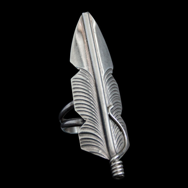 Straight Silver Feather Ring - Image 2