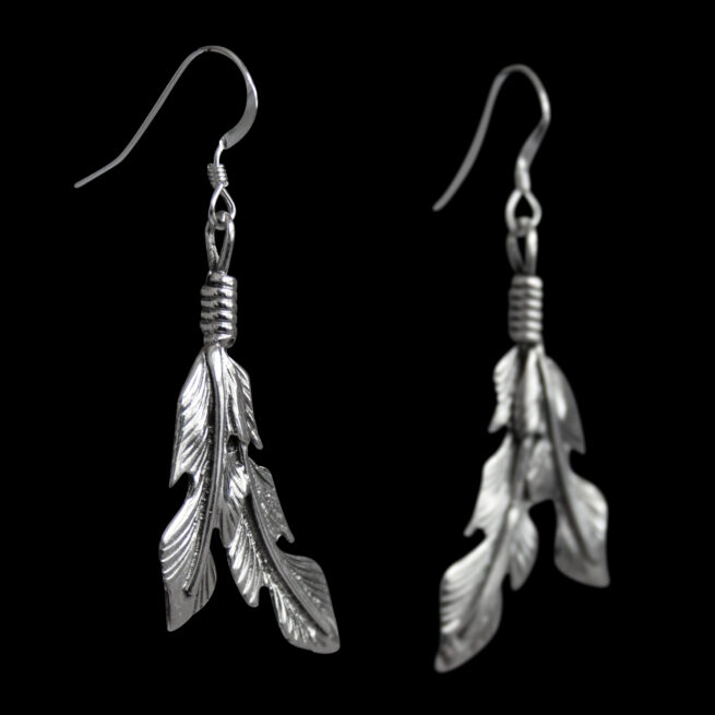 Boucles d'Oreille Plume Jumelle Argent – Image 2