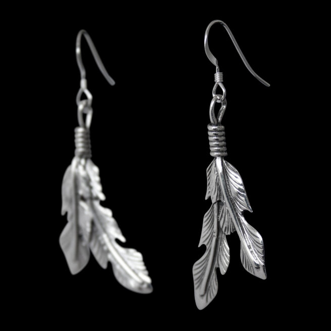 Boucles d'Oreille Plume Jumelle Argent – Image 3