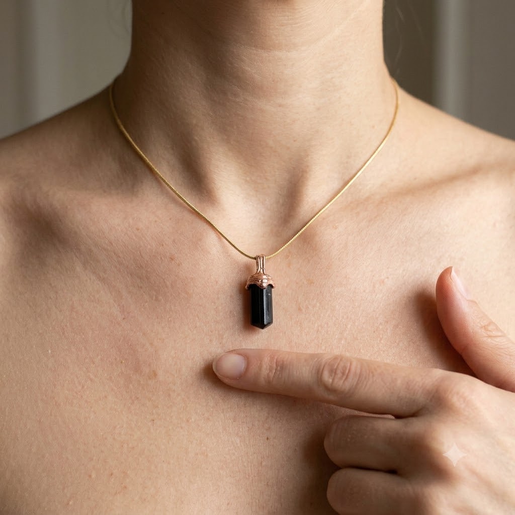 9K Gold Black Tourmaline Talisman