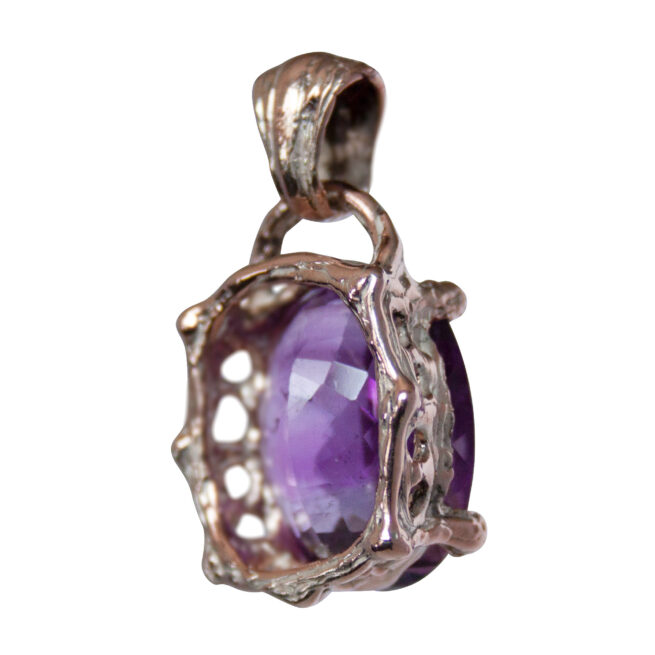9K Gold Faceted Amethyst Necklace - Image 4