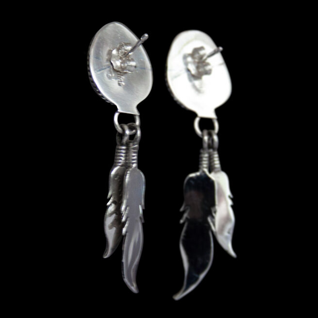 Bicolour Turquoise Feather Earrings - Image 4
