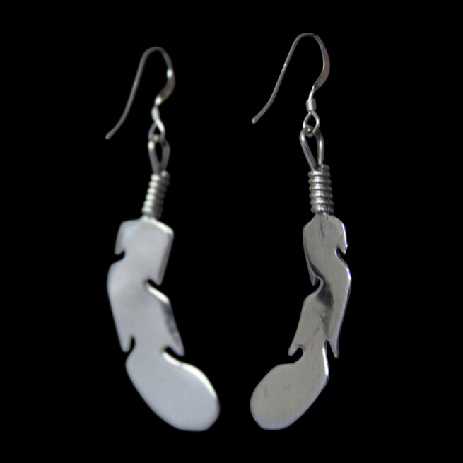 Curved Feather Turquoise Earrings - Image 4