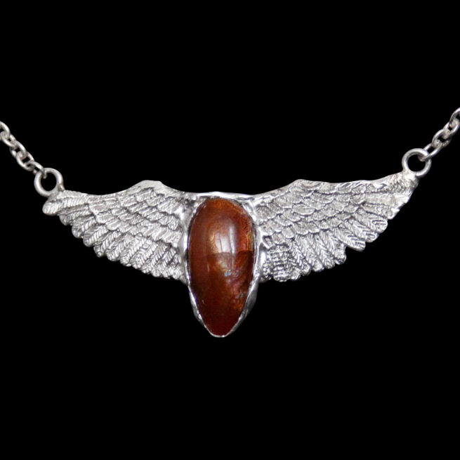 Fire Agate Winged Necklace – Image 4