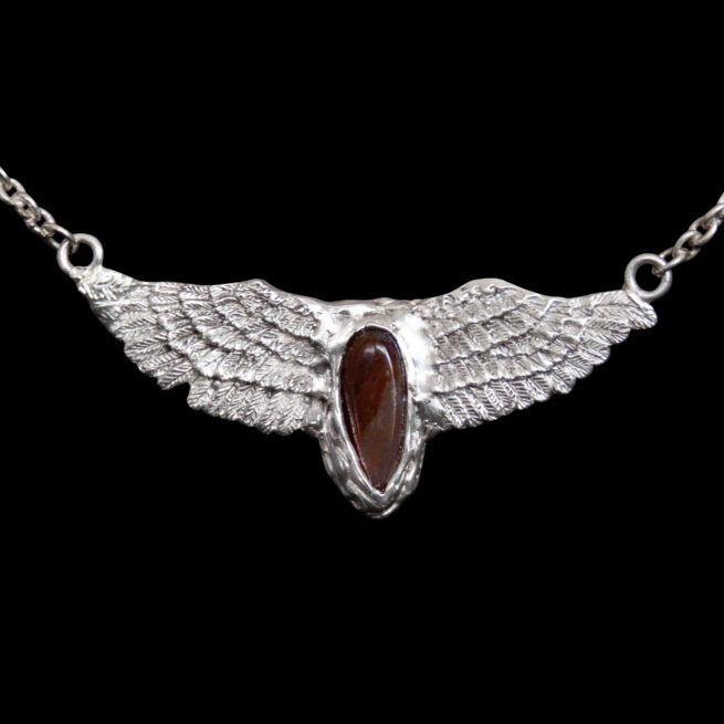 Fire Agate Winged Necklace – Image 6
