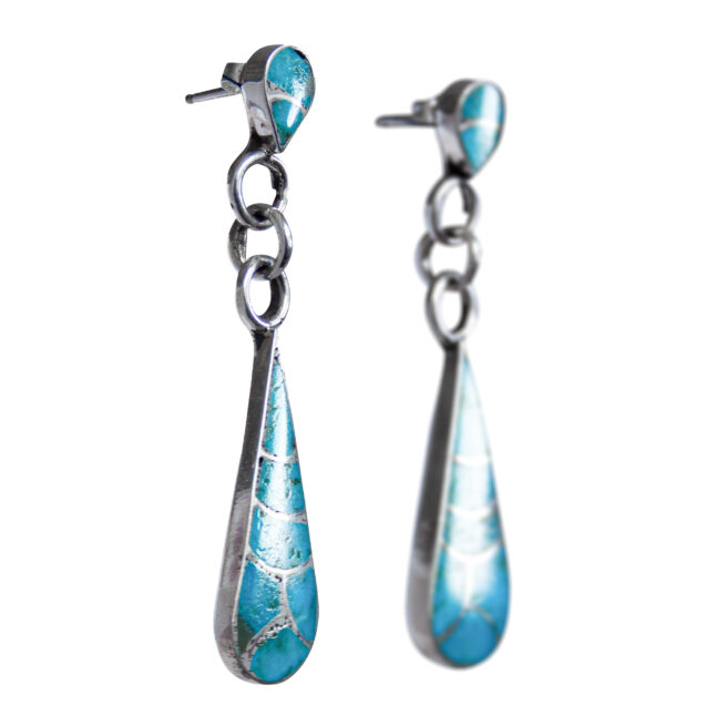 Fish Scale Turquoise Earrings – Image 2