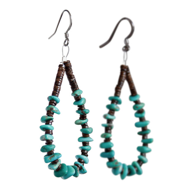 Heishi Turquoise Loop Earrings – Image 4