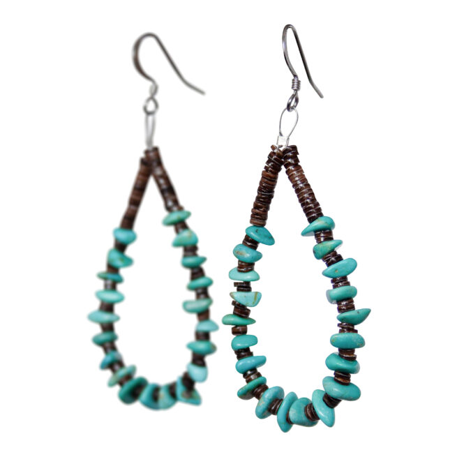 Heishi Turquoise Loop Earrings – Image 3