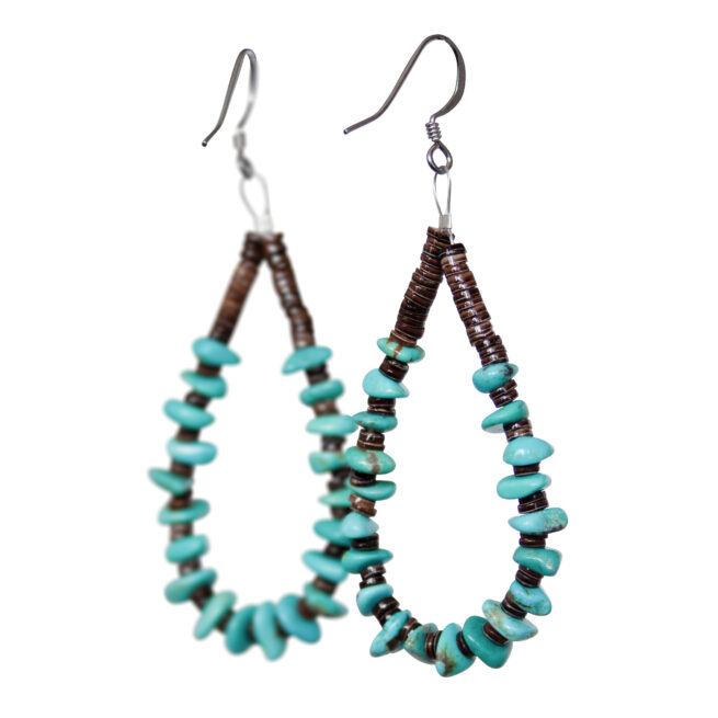 Heishi Turquoise Loop Earrings – Image 2