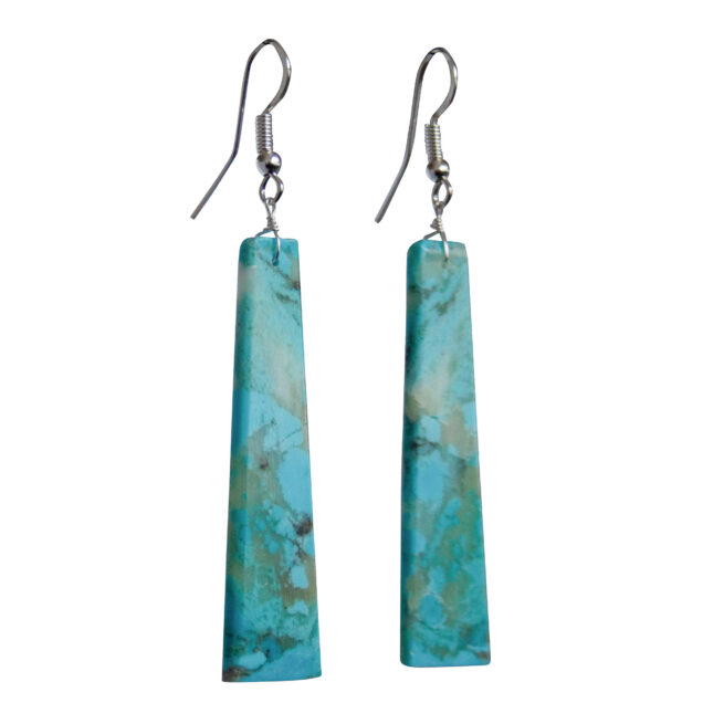 Long Flat Turquoise Earrings – Image 2
