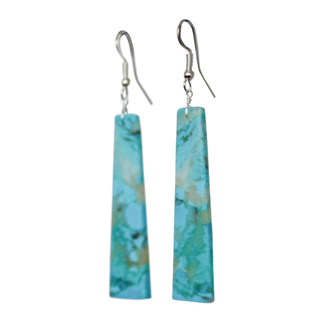 Long Flat Turquoise Earrings – Image 3