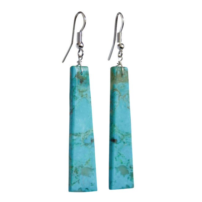 Long Rectangular Turquoise Earrings - Image 2