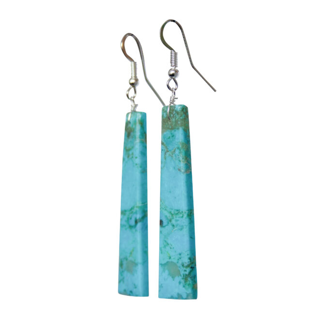 Long Rectangular Turquoise Earrings - Image 3