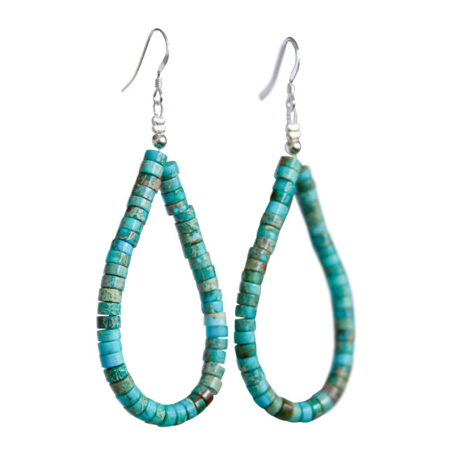 Navajo Turquoise Loop Earrings - Image 3