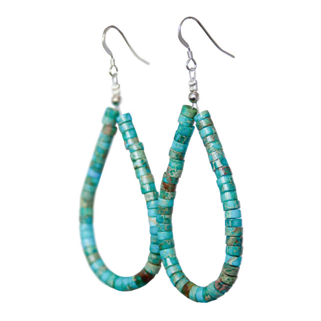 Navajo Turquoise Loop Earrings - Image 4