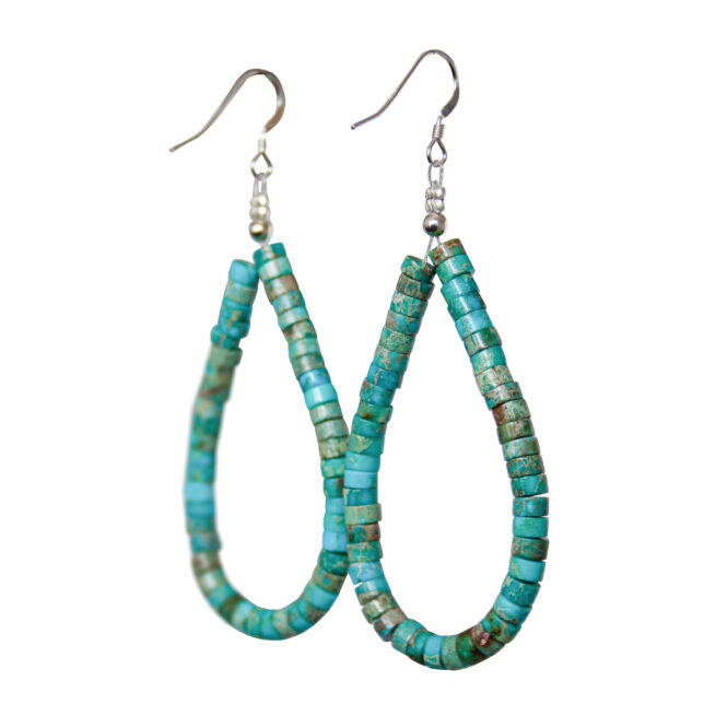 Navajo Turquoise Loop Earrings - Image 2