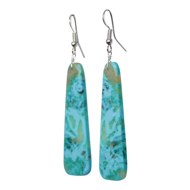Navajo Turquoise Slab Earrings – Image 2