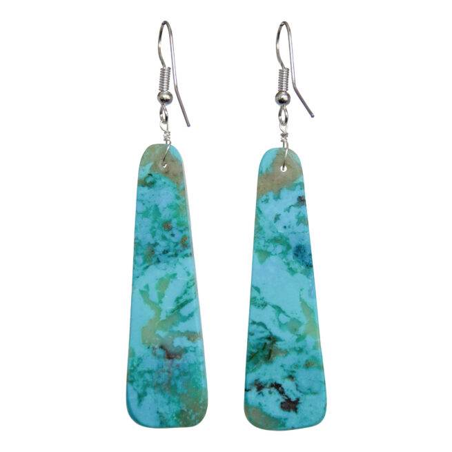Navajo Turquoise Slab Earrings – Image 3