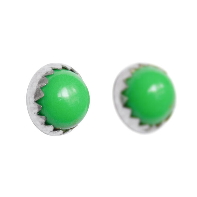 Round Variscite Stud Earrings - Image 2