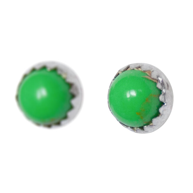 Round Variscite Stud Earrings - Image 3