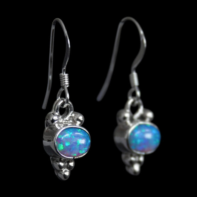Boucles d'Oreille Petite Opale Bleue – Image 2