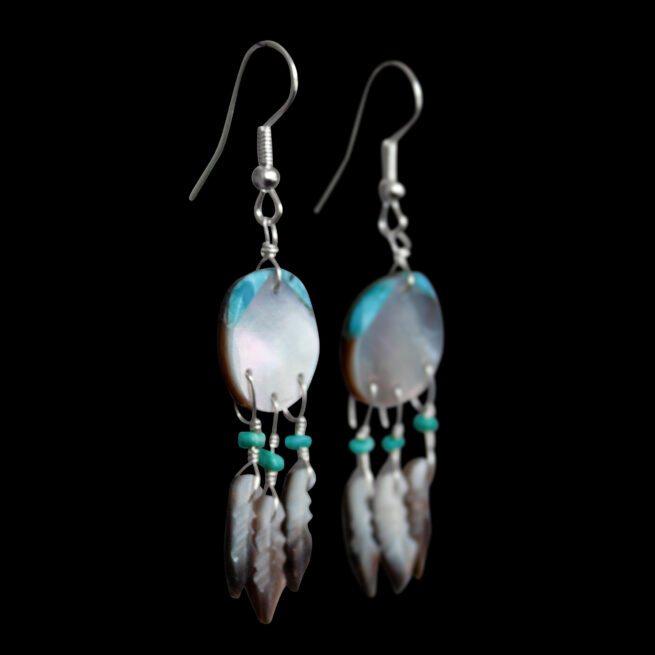 Spirit Shield Earrings - Pearl - Image 2