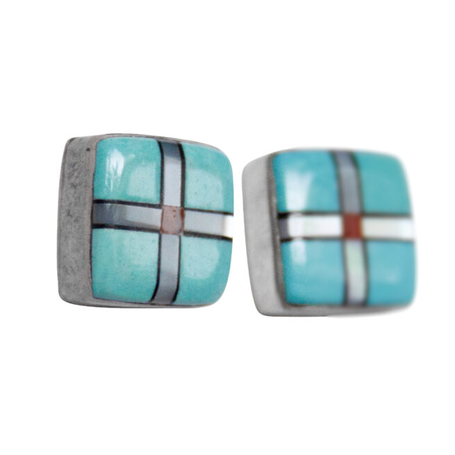 Turquoise Box Earring Studs – Image 2