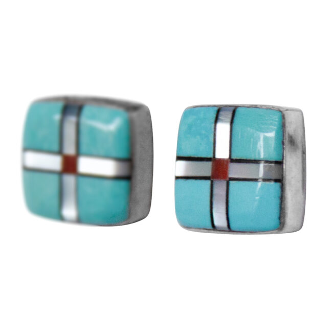 Turquoise Box Earring Studs – Image 3