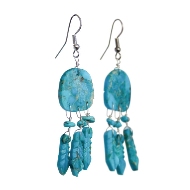 Turquoise Shield Earrings - Large - Image 2