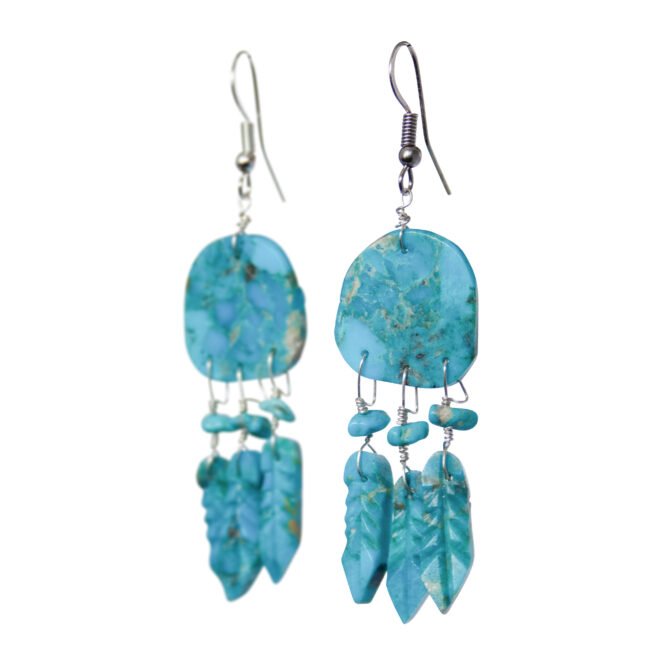 Turquoise Shield Earrings - Large - Image 3