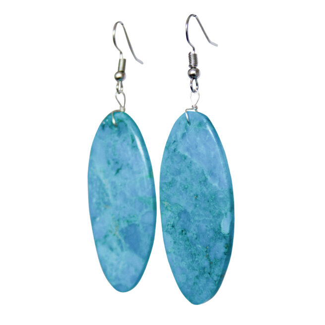 Turquoise Slab Oval Earrings - Image 3