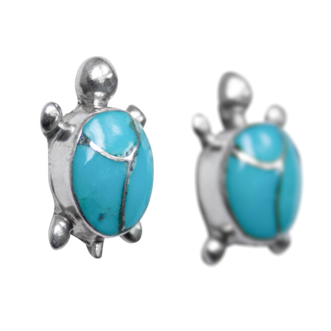 Turquoise Turtle Stud Earrings - Image 2