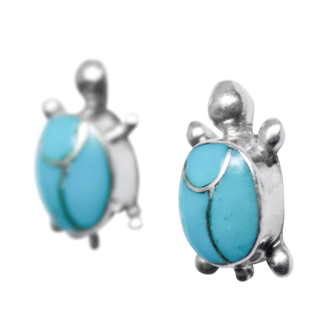 Turquoise Turtle Stud Earrings - Image 3