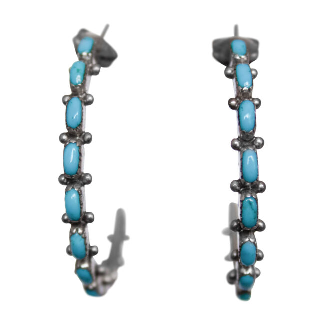 Zuni Turquoise Hoops - 30 mm - Image 5