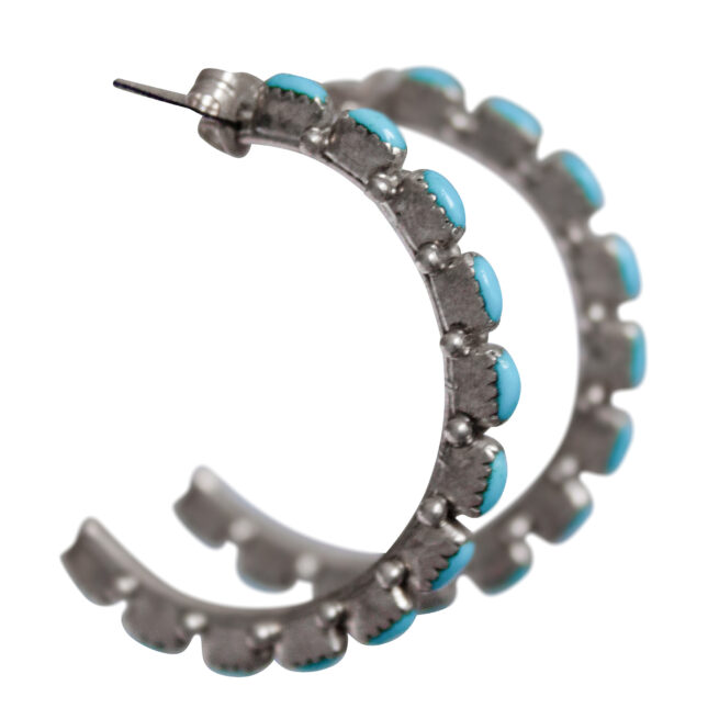 Zuni Turquoise Hoops - 30 mm - Image 3