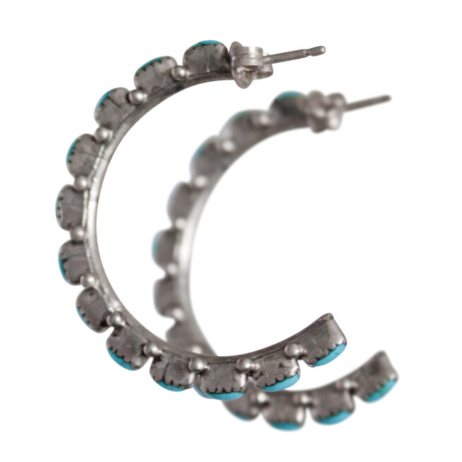 Zuni Turquoise Hoops - 30 mm - Image 4