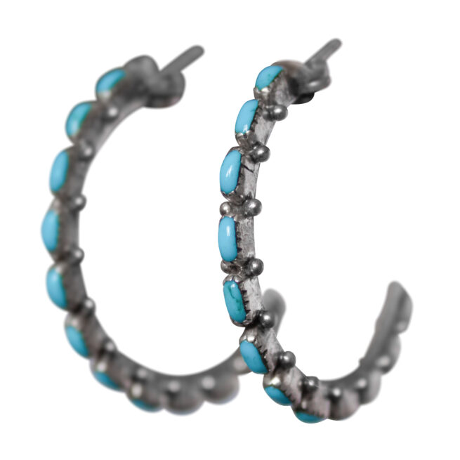 Zuni Turquoise Hoops - 30 mm - Image 2
