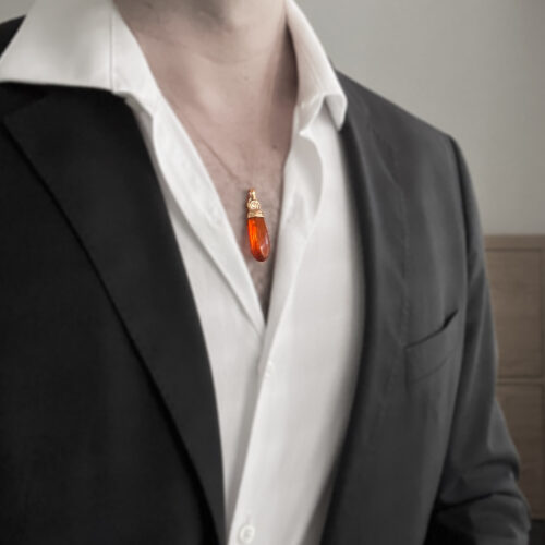 9K Gold Amber Pendant