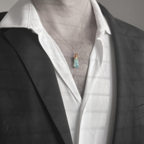 9K Gold Aqua Aura Pendant