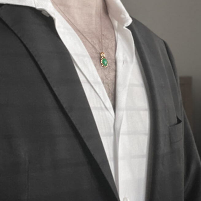 Pendentif Chrysoprase Or 9 Carats – Image 2