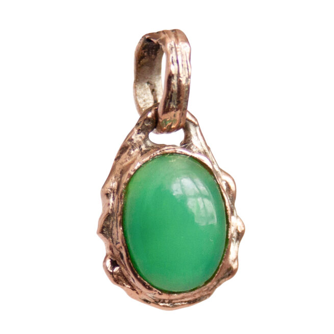 9K Gold Chrysoprase Pendant - Image 2