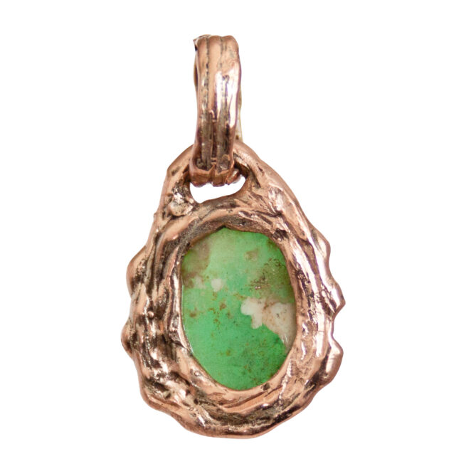 9K Gold Chrysoprase Pendant - Image 3