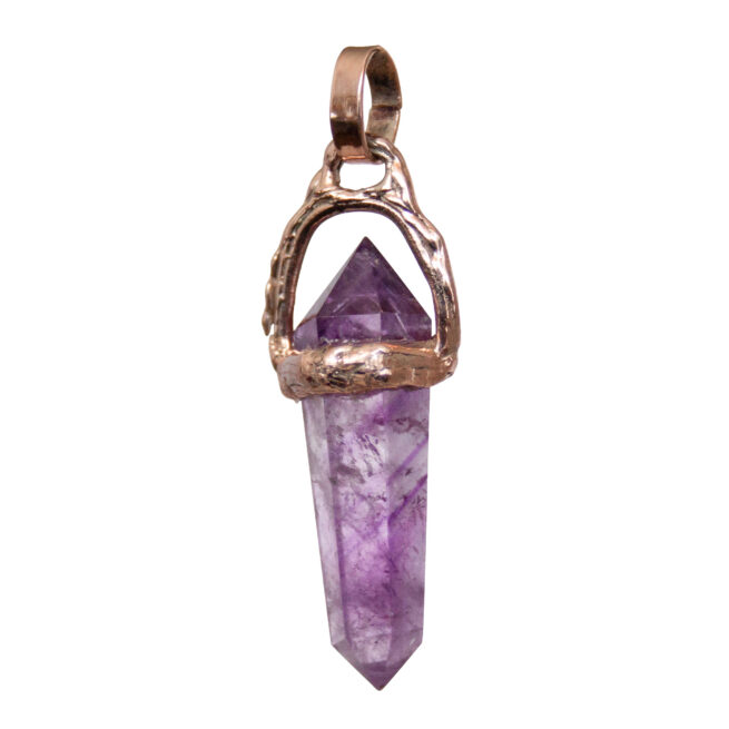 9K Gold Double-Terminated Amethyst Pendant - Image 3