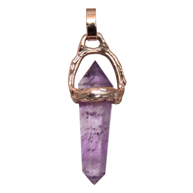 9K Gold Double-Terminated Amethyst Pendant - Image 4