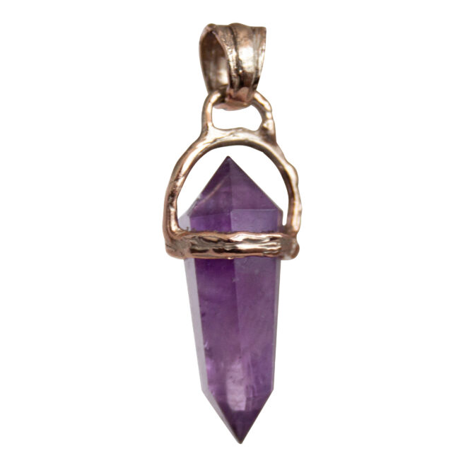 9K Gold Double-Terminated Amethyst Talisman - Image 2