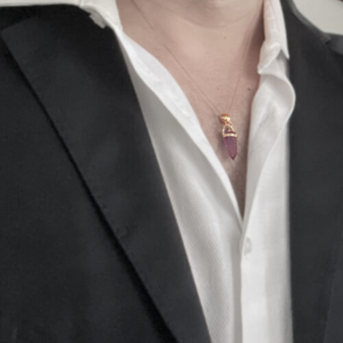 9K Gold Double-Terminated Amethyst Talisman