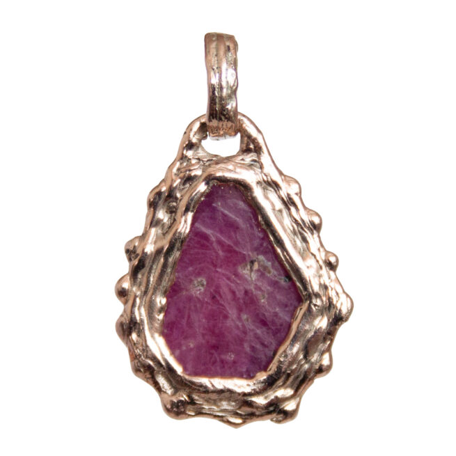 9K Gold Hexagonal Ruby Pendant - Image 4